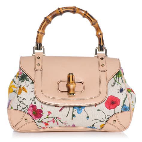 bamboo gucci flora bag|Gucci bamboo bag harper's.